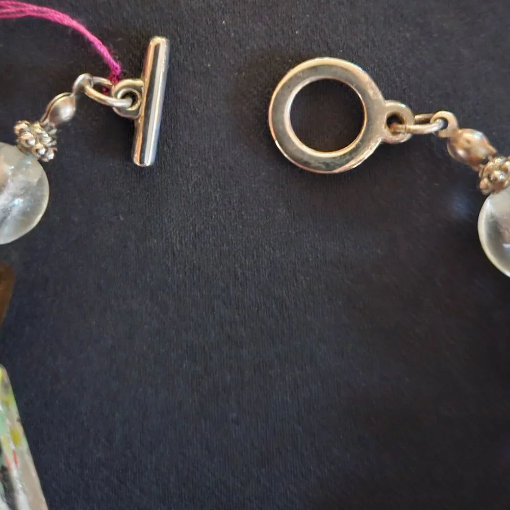 Handcrafted Artisan 7" Furnace Art Glass Bracelet with Silver - Picture 3 of 4